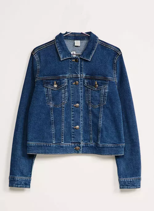 Geaca din denim cu aplicatii, Bershka, 149,9 lei