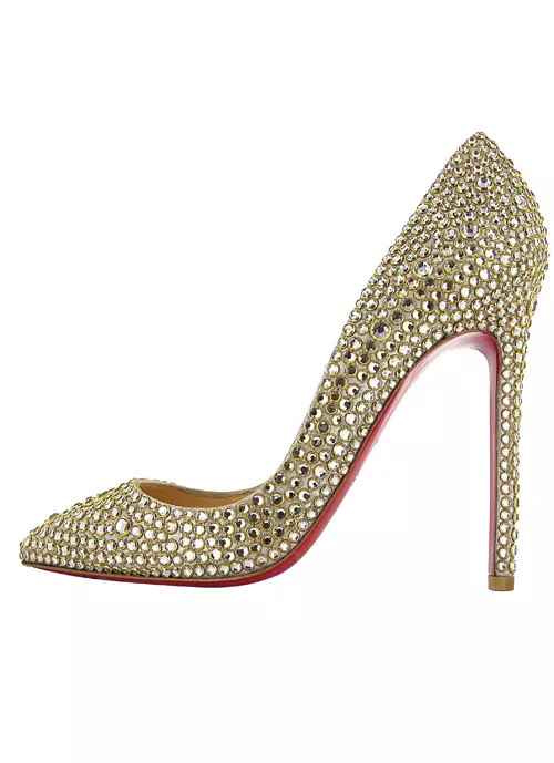 Pantofi din satin de matase, brodati integral cu cristale naturale, Christian Louboutin, 3.700 lei, The Place Concept Store