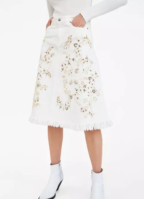 Fustă din bumbac, cu aplicații, Zara, 199,90 lei