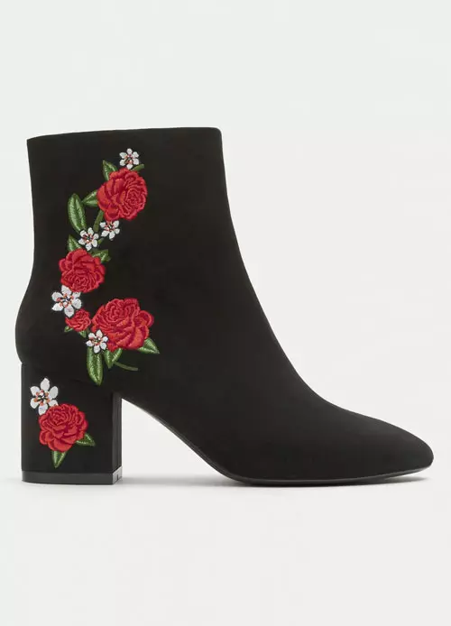 Botine cu toc și broderie, Pull & Bear, 199,90 lei