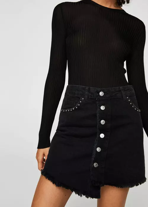 Fustă din denim, cu ținte, Mango, 159,90 lei