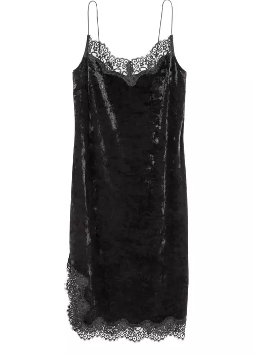 Rochie din catifea elastica si dantela, H&M, 99 lei