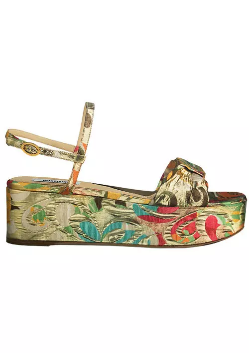 Sandale din piele si material textil, Moschino, 2.400 lei