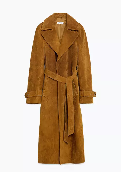 Trenci din piele velur, Zara, 649,90 lei