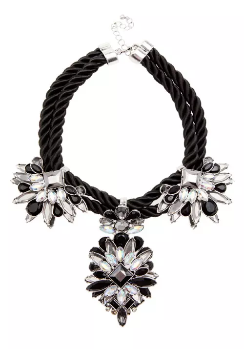 Colier din material textil si pietre, Bershka, 129 lei