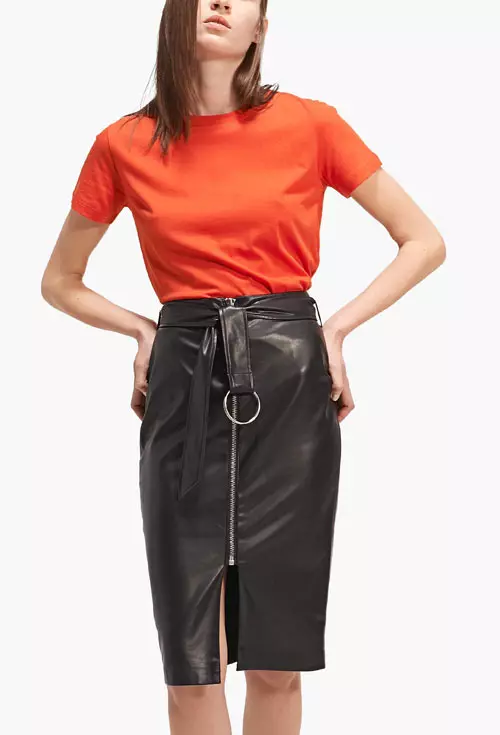 Fustă din piele ecologică, Stradivarius, 119,90 lei