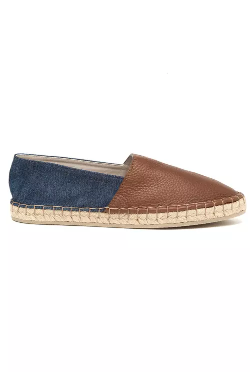Espadrile din denim si piele, Brunello Cucinelli, cu pretul la cerere