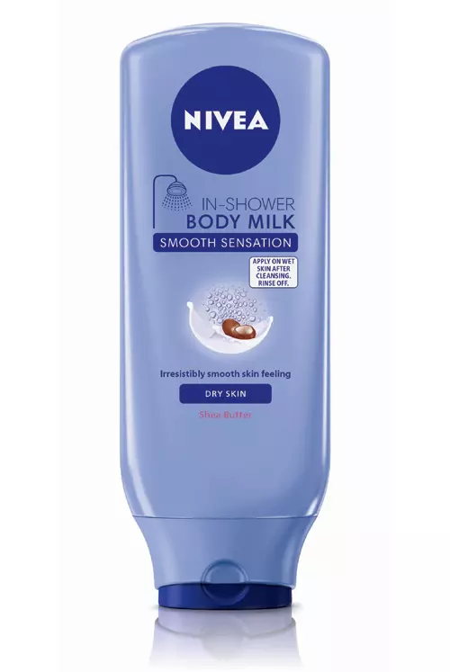 Lapte de Corp Delicat sub Dus, Nivea, 16,9 lei. Un nou produs de hidratare sub dus pentru pielea foarte uscata. Formula sa delicata ce contine Unt de Shea si Ulei de Migdale hidrateaza intens pielea uscata in timp ce faci dus, lasând-o moale si catifelata  pe parcursul intregii zile.