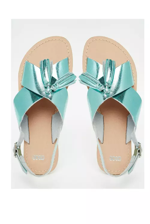 Sandale din piele ecologica cu aplicatii din cristale, Asos, 139 lei