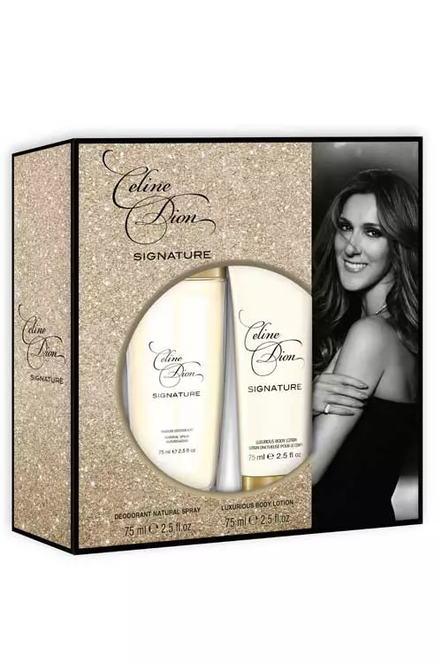 Caseta cadou Celine Signature, ce contine deodorant spray si lotiune de corp, Celine Dion, 43,52 lei.