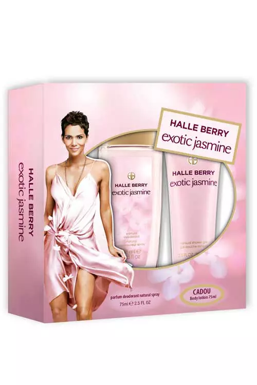 Caseta cadou Exotic Jasmine, Halle Berry, 43,52 lei. Contine parfum deodorant spray si lotiune de corp.