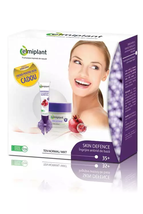 Pachet cadou cu crema antirid de zi si crema antirid si fermitate pentru ochi, Elmiplant, 20 lei.