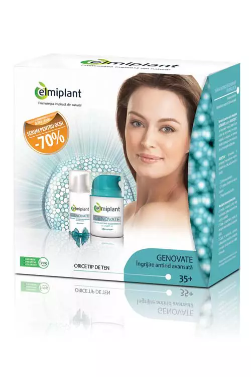Pachet cadou cu crema antirid regeneranta de zi si serum antirid regenerant pentru ochi, Elmiplant, 35 lei.