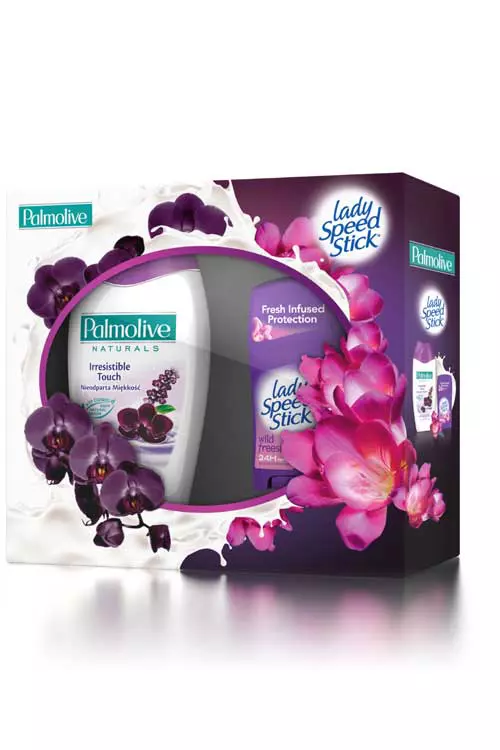 Set Palmolive Purple Touch ce contine gel de dus Irresistible Softness si deodorant antiperspirant Lady Speed Stick Wild Freesia, Palmolive, 22,40 lei.