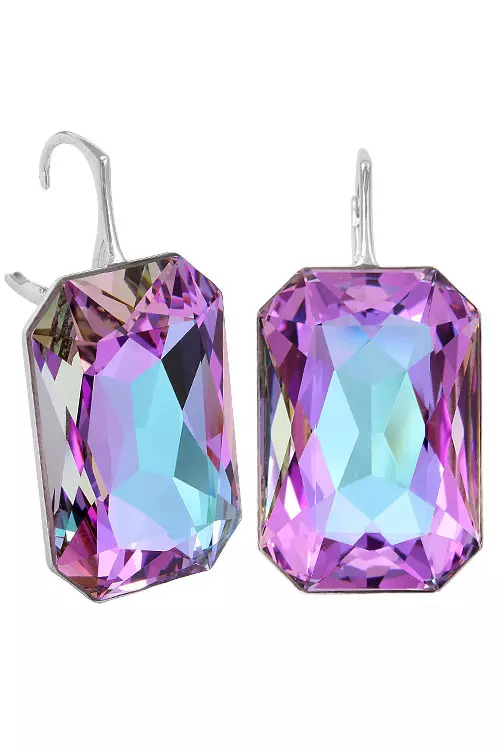 Cercei Octagon, cu cristal Swarovski in montura din argint, www.crystal-fashion.ro, 213,30 lei