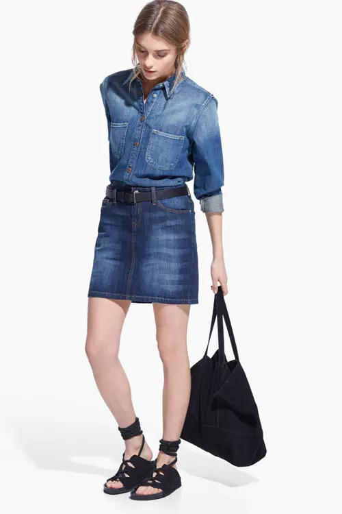 Fusta mini din denim, Mango, 99 lei