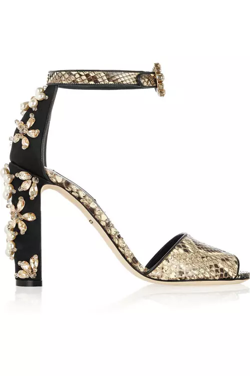 Sandale din piele si cristale, Dolce&Gabbana, 4.466 lei