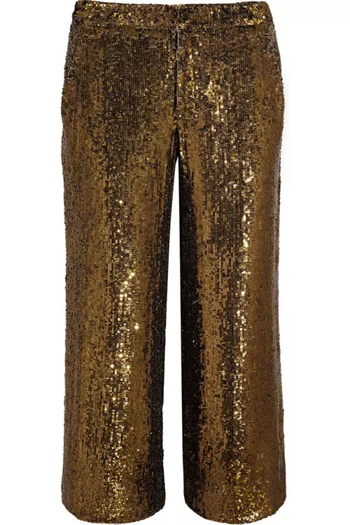 Pantaloni cu paiete aplicate, J.Crew, 365 euro, www.net-a-porter.com
