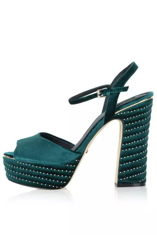 Sandale din saten si catifea, Topshop, 289 lei