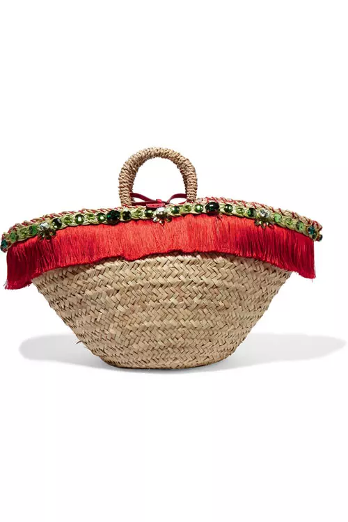 Geanta din paie si material textil, Dolce&Gabbana, 7.899 lei