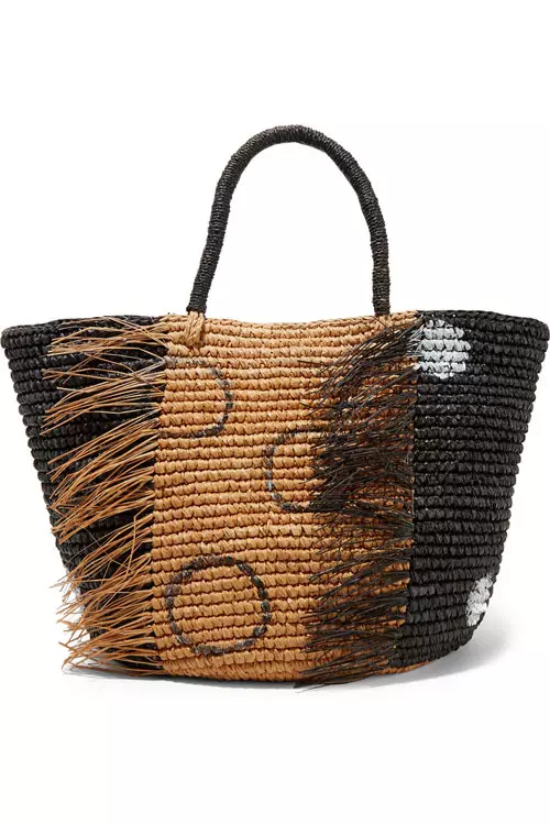 Geanta din paie si piele, Sensi Studio, 305 euro, www.net-a-porter.com