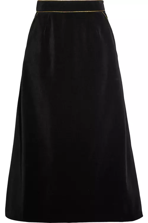 Fusta maxi din catifea, Saint Laurent, 6.916 lei, www.net-a-porter.com