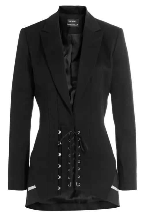 Sacou din stofa si piele, Anthony Vacarello, 1.286 lei, www.stylebop.com