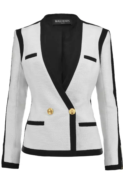 Blazer din bumbac, Balmain, 1.2012,85 euro, www.theoutnet.com