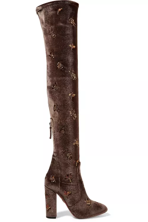 Cizme din catifea cu aplicatii, Aquazurra, 6752 lei, net-a-porter