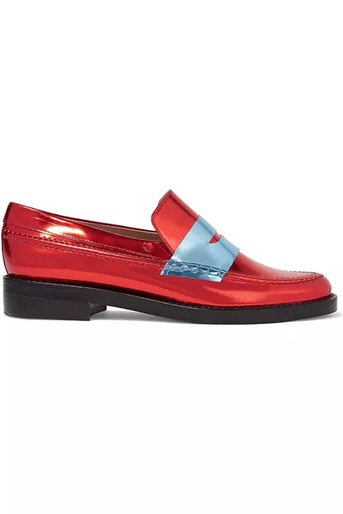 The Alternative to Bare Feet metallic leather loafers, 1579 lei