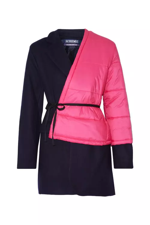 Palton din stofa de lana si fas, Jaquemus, 438 euro, www.net-a-porter.com