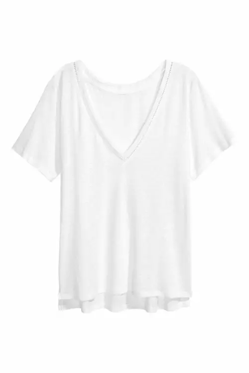 Tricou din mix de in, H&M, 39.90 lei