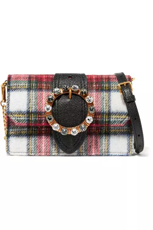 Geanta mini cu imprimeu tartan, Miu Miu, 1100 euro, net-a-porter