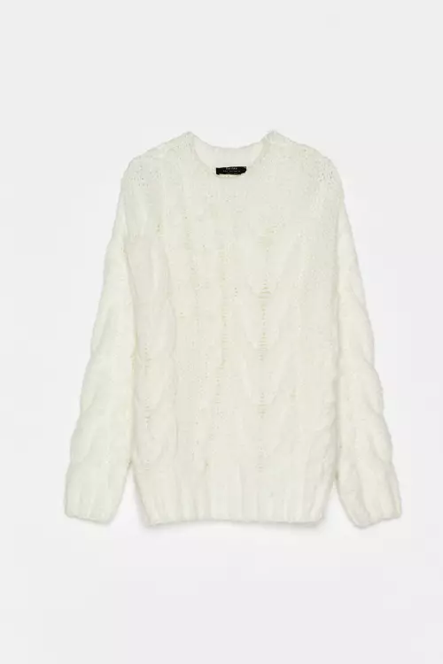Pulover cu model împletit oversize, Bershka, 119,90 lei