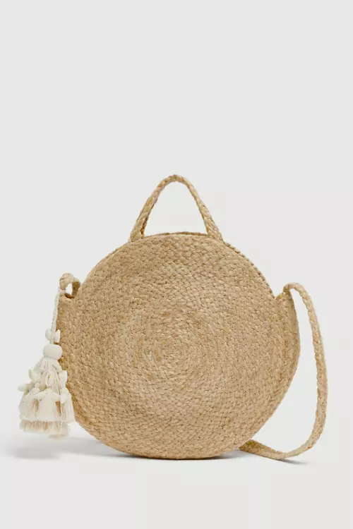Geantă crossbody din iută cu scoici, Pull&Bear, 99,90 lei