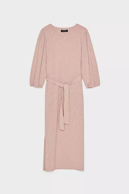 Rochie midi cu fir metalizat, Bershka, 129,90 lei