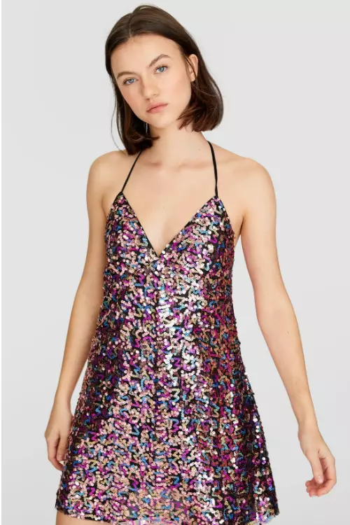 Rochie cu paiete, Stradivarius, 139,90 lei