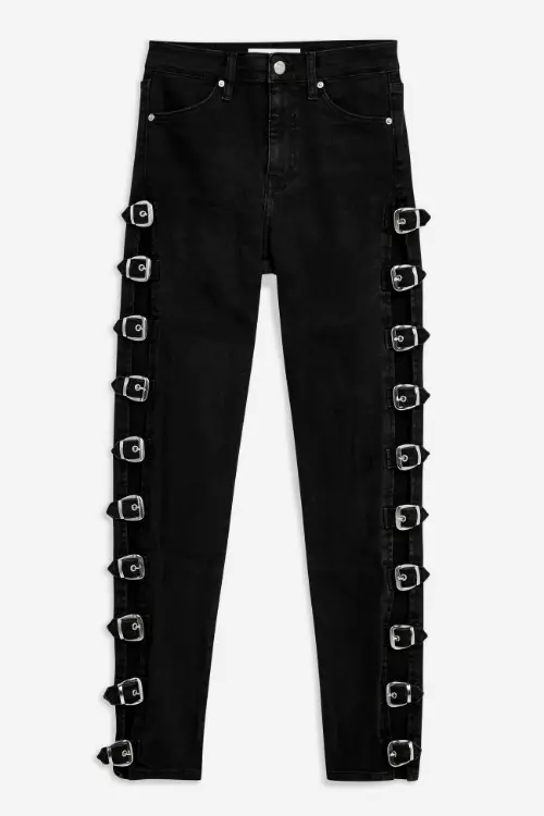 Jeanși din bumbac cu aplicații metalice, Topshop, 399 lei