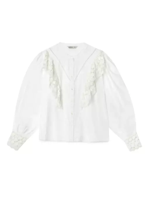 Cămașă cu volane croșetate, Stradivarius, 99,90 lei