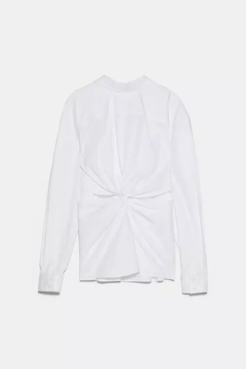 Cămașă din poplin cu nod, Zara, 199,90 lei