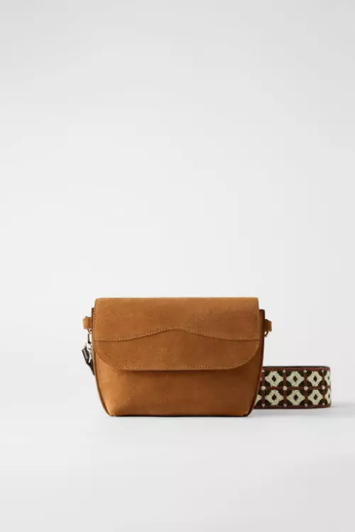 Geantă din piele cu bandulieră și mărgele, Zara, 279,90 lei