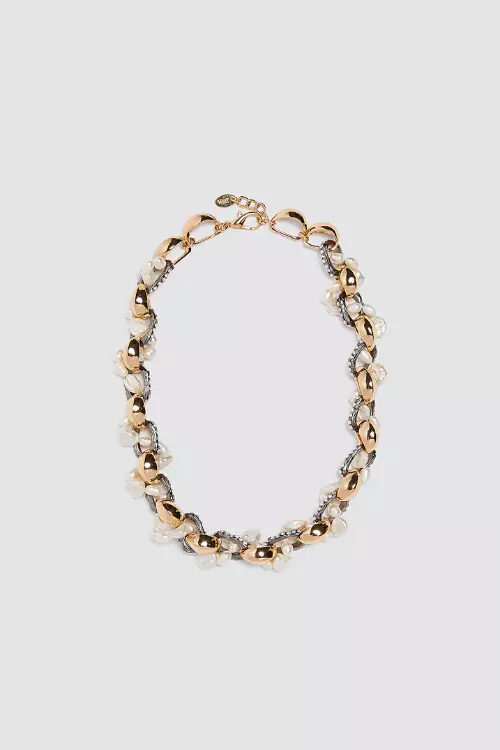 Colier cu ștrasuri și perle, Zara, 99,90 lei