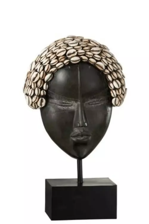 Statuetă mască africană din alamă, 466,48 lei, www.emag.ro