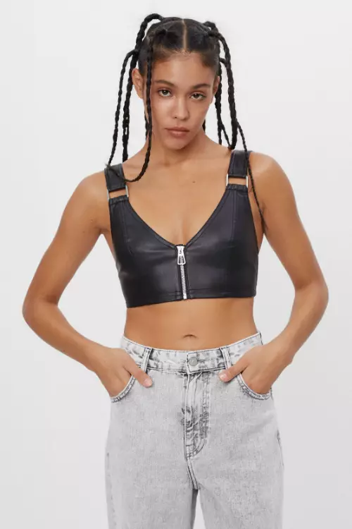 Bustieră din imitație de piele, Bershka, 53,90 lei