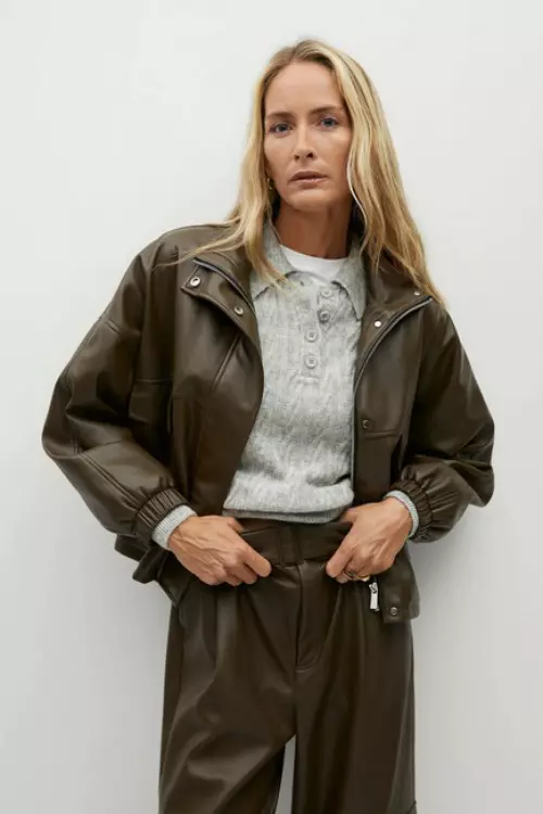 Jachetă din imitație de piele, Mango, 169,99 lei