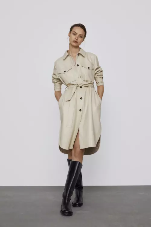 Rochie cămașă din imitație de piele, Zara, 249,90 lei