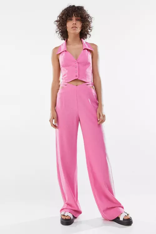 Pantaloni din amestec de poliester reciclat și viscoză, Bershka, 159,90 lei