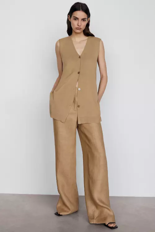 Pantaloni din amestec de viscoză și acetat, Massimo Dutti, 429 lei