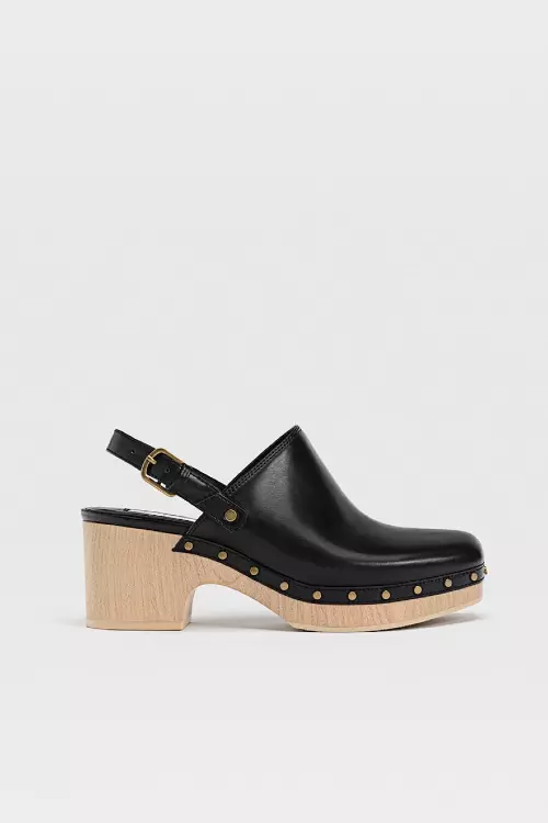 Saboți din imitație de piele, Stradivarius, 179,90 lei