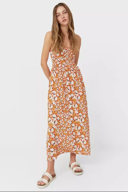 Rochie din amestec de bumbac și in, Stradivarius, 159,90 lei